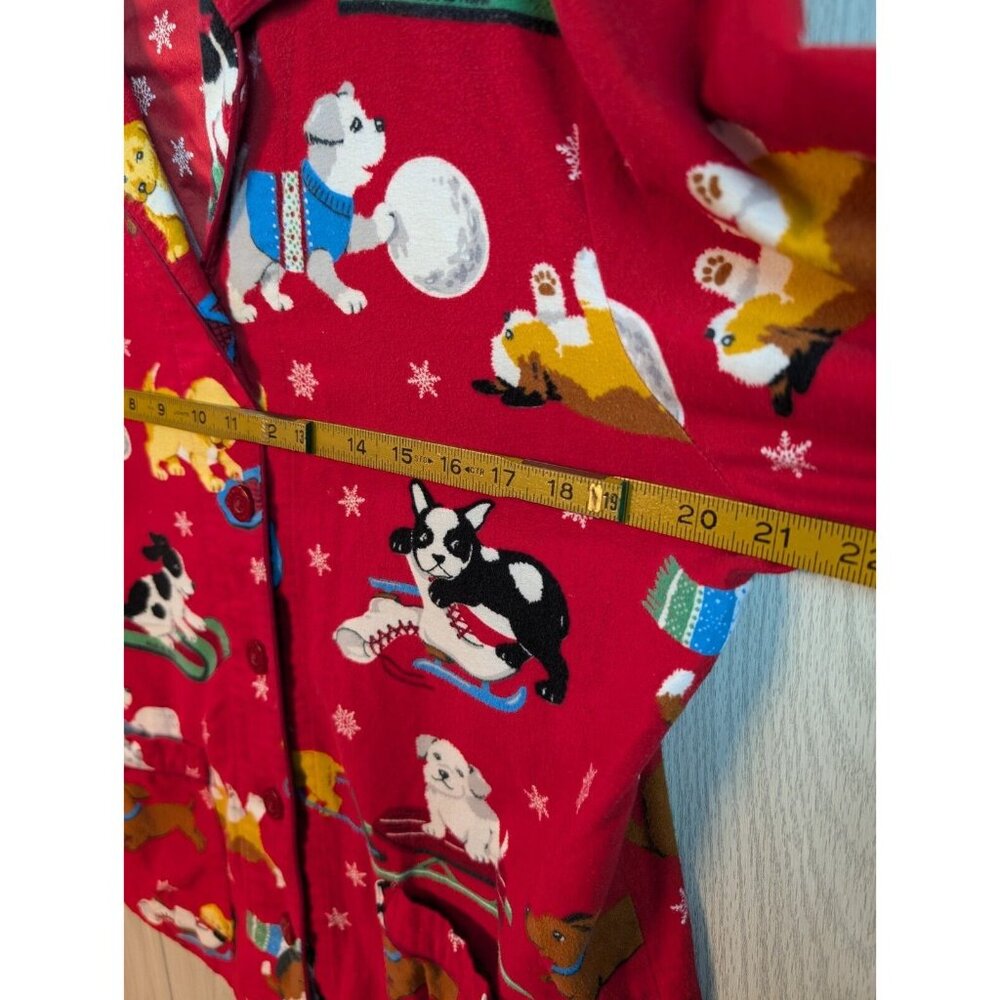 Nick & Nora Medium Christmas Winter Puppies Dogs Snow Shoes Pajama Top Only - Picture 5 of 7